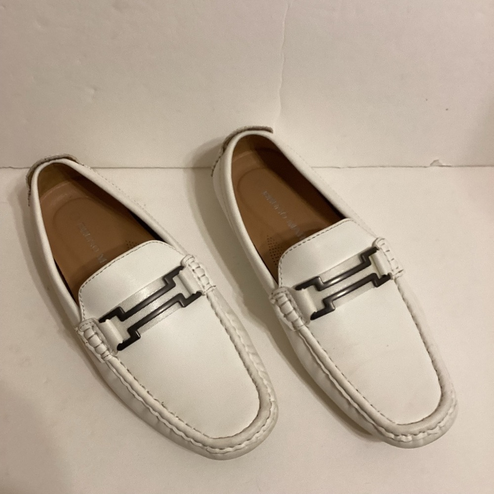 White Slip-On Loafers with Moccasin Stitching